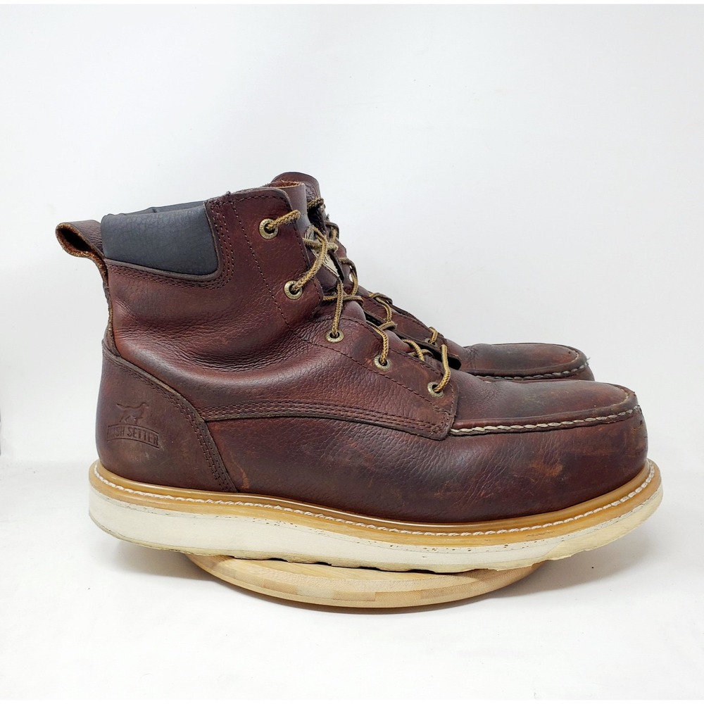 Red Wing Irish Setter Boots Mens 13 E2 WIDE Ashby Leather Safety Moc Toe Work
